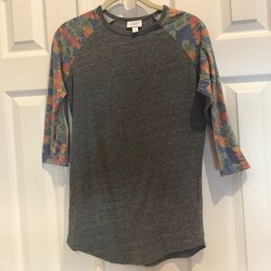 LuLaRoe Randy xxs dark Grey & floral sleeves